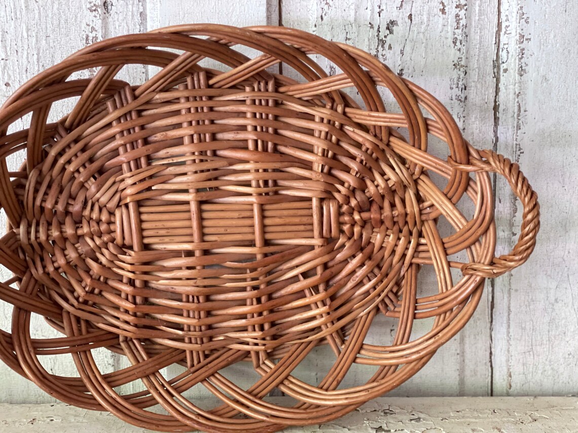 Vintage Large Basket Tray Wall Basket with Handles Boho Decor Etsy