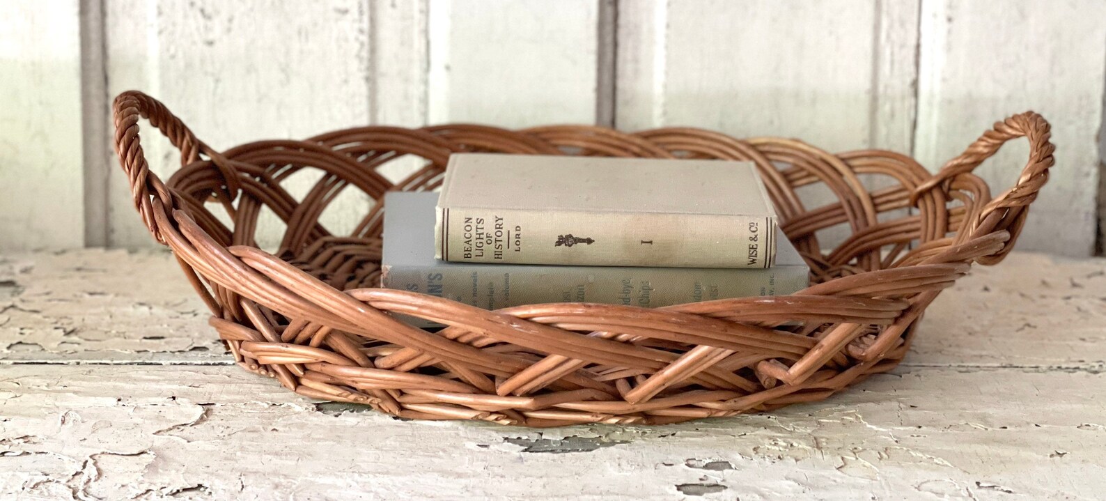 Vintage Large Basket Tray Wall Basket with Handles Boho Decor Etsy