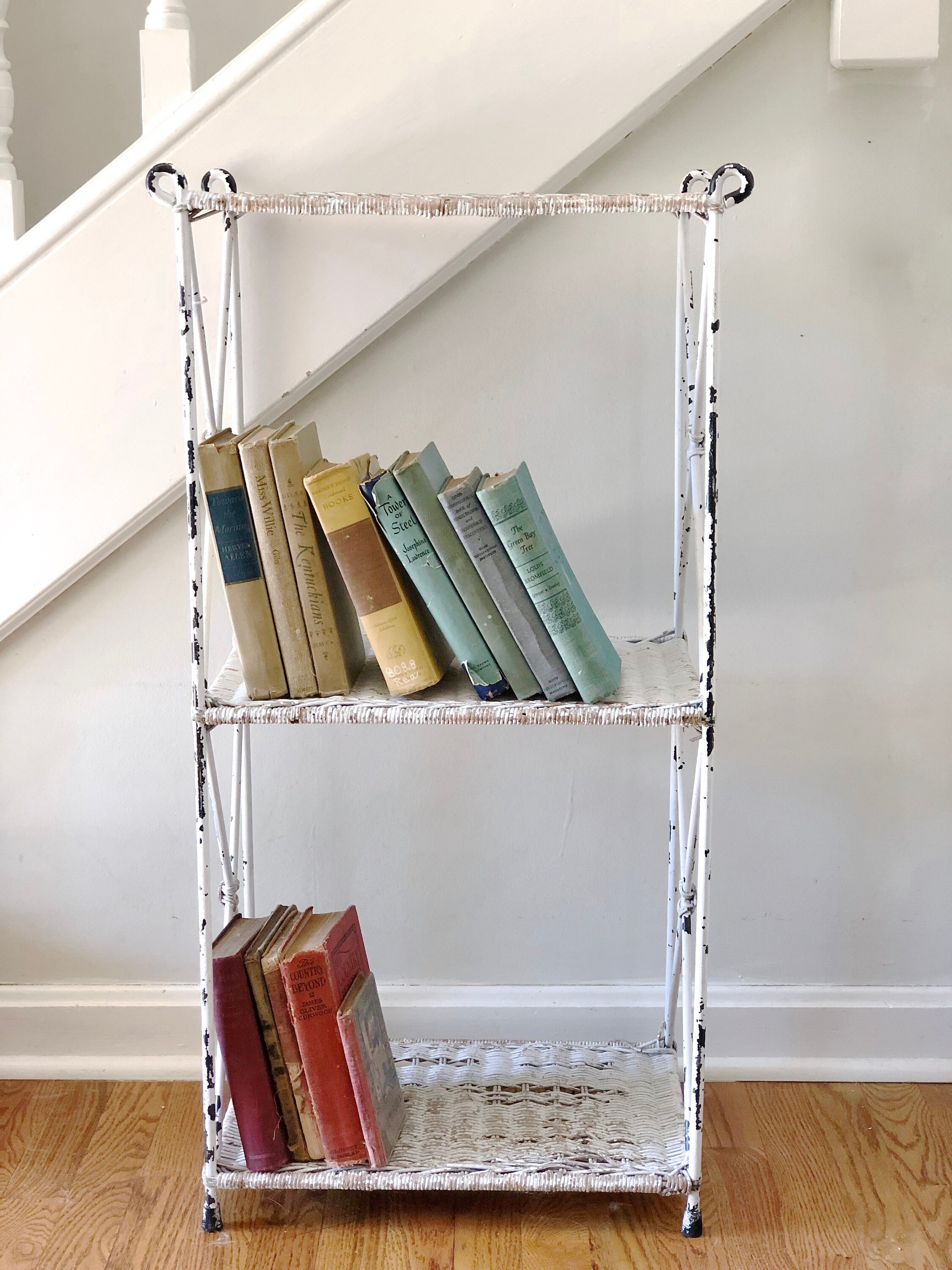 Vintage White Wicker Shelf Rack Book Shelf Storage Rack Etsy