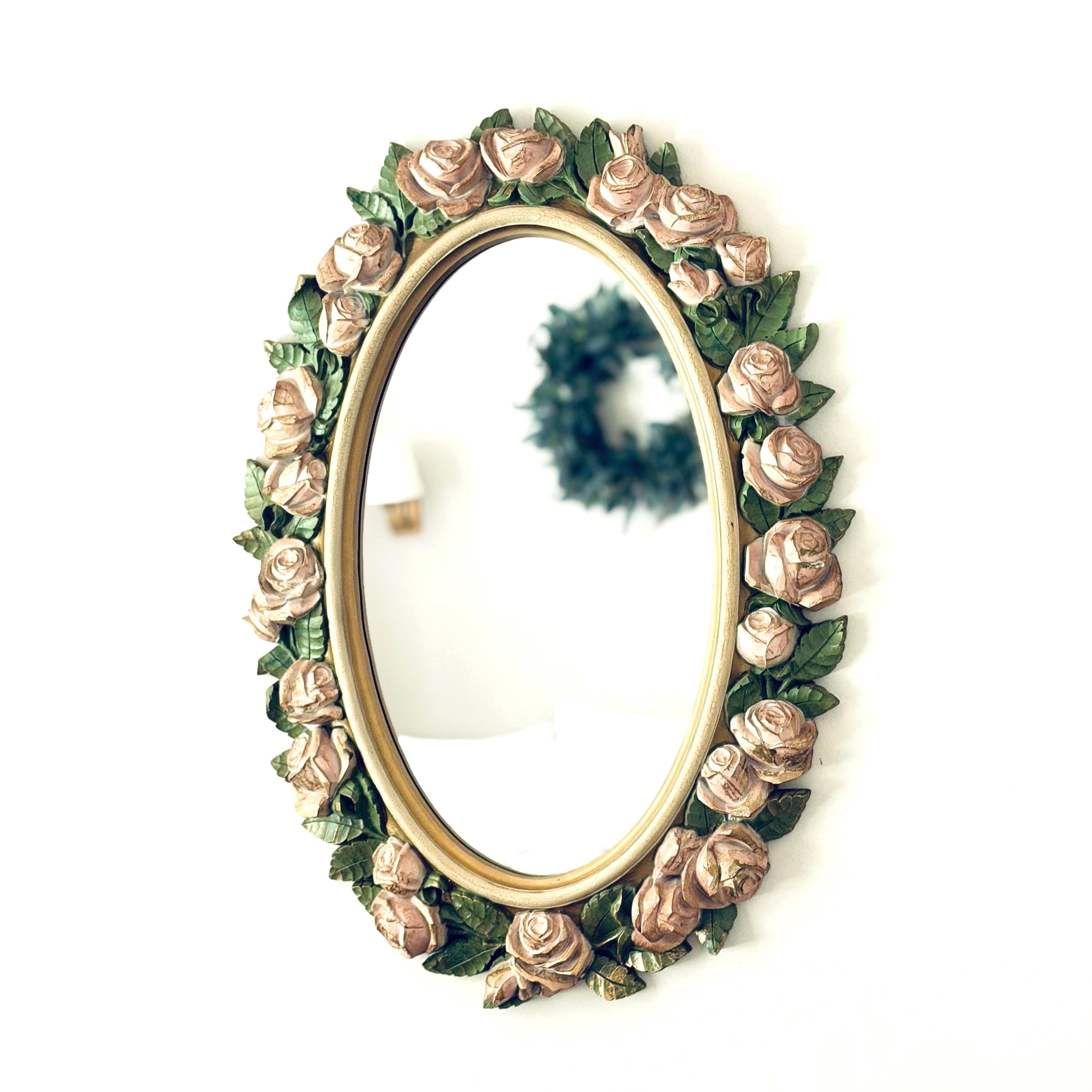 Antique Pink Round Mirror - Etsy