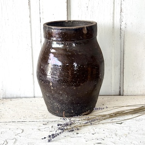 Large Antique Crock Salt Glazed Modern Farmhouse Stoneware Pottery