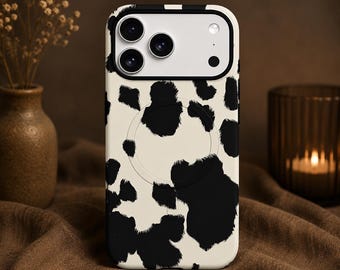 Funda para iPhone con estampado de vaca, funda protectora delgada y resistente a los golpes (iPhone 13-17)