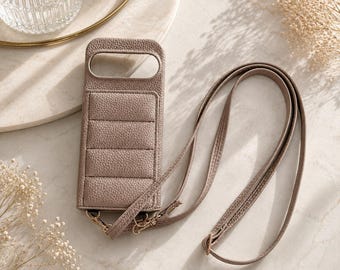 Funda tipo cartera de cuero de lujo para Google Pixel / Funda para teléfono con cordón cruzado, tarjetero.