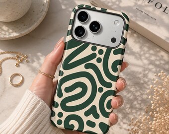 Funda magnética para iPhone con diseño de rayas abstractas, funda protectora MagSafe a prueba de golpes.