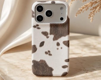 Funda de cuero con estampado de vaca para iPhone, funda protectora a prueba de golpes (iPhone series 14-17)