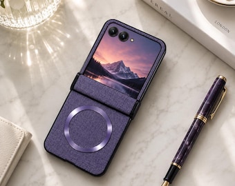Funda magnética de cuero trenzado para Motorola Razr Ultra – Funda retro a prueba de golpes