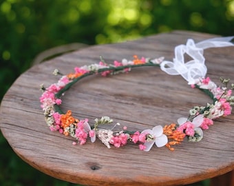 Haarkroon van gedroogde bloemen - boho bruiloft, doop, verjaardag - bruidsaccessoires
