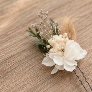 Håraccessoarer, hårspänne med torkade blommor - anpassningsbart boho-bröllop - rustik bröllopsfrisyr - konserverade blommor bild 2