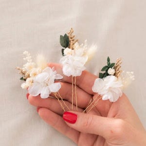 Håraccessoarer, hårspänne med torkade blommor - anpassningsbart boho-bröllop - rustik bröllopsfrisyr - konserverade blommor bild 4