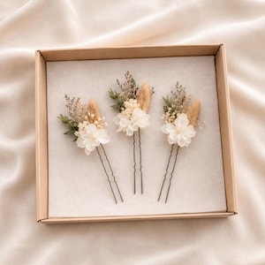 Håraccessoarer, hårspänne med torkade blommor - anpassningsbart boho-bröllop - rustik bröllopsfrisyr - konserverade blommor bild 3