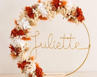 Ghirlanda personalizzata con nome e fiori secchi, regalo per baby shower, decorazione per la cameretta, matrimonio, ghirlanda con nome del bambino, decorazione per la cameretta.