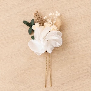 Håraccessoarer, hårspänne med torkade blommor - anpassningsbart boho-bröllop - rustik bröllopsfrisyr - konserverade blommor bild 5