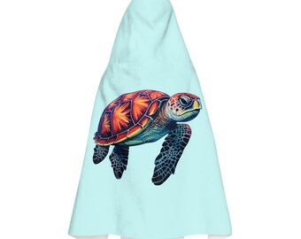 Kleurrijke zeeschildpaddenhanddoek met capuchon | Strandhanddoek met capuchon voor kinderen