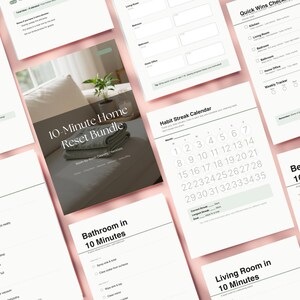 Pakiet 10-minutowego resetu do pokoju do druku, system list kontrolnych szybkiego sprzątania, szybkie resetowanie domu, przyjazny dla osób z ADHD