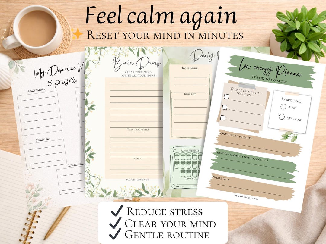 Overwhelmed Reset Kit Printable Planner, Calm Your Mind, ADHD Friendly ...