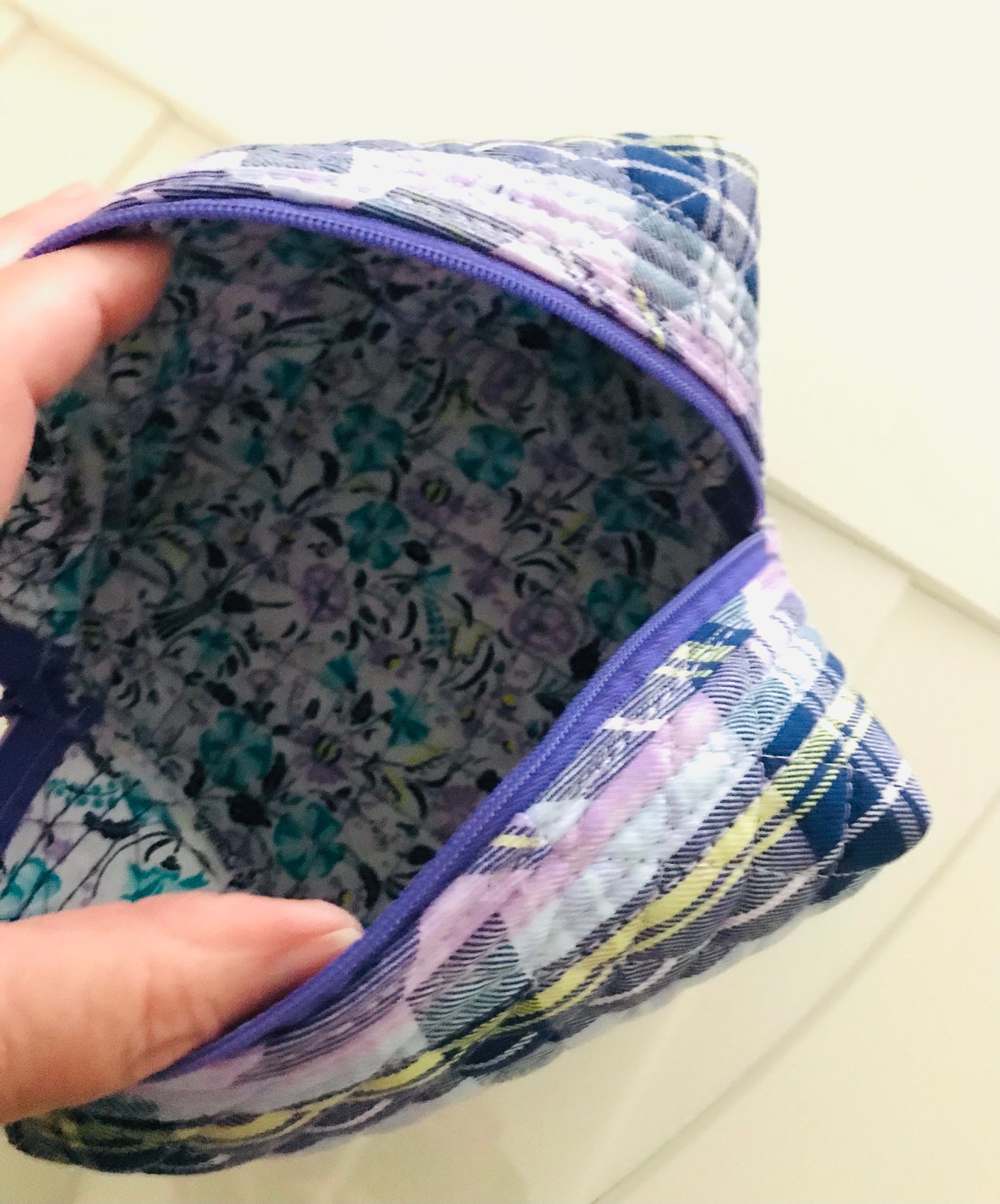 Purple Plaid Small Zipper Bag Made From Quilted Placemat, Handmade Gift ...