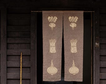Farm Harvest Katazome Ramie Noren - Japanese Doorway Curtain