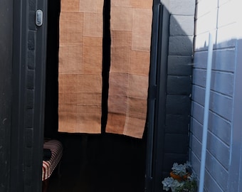 Chicken-Blood Vine & Dioscorea Cirrhosa Plant-Dyed Handmade Patchwork Ramie Noren Curtain