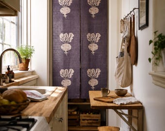 Beet Katazome Ramie Noren Curtain – Handmade Japanese Doorway Curtain