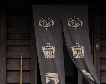 Onsen Katazome Ramie Noren - Japanese Doorway Curtain
