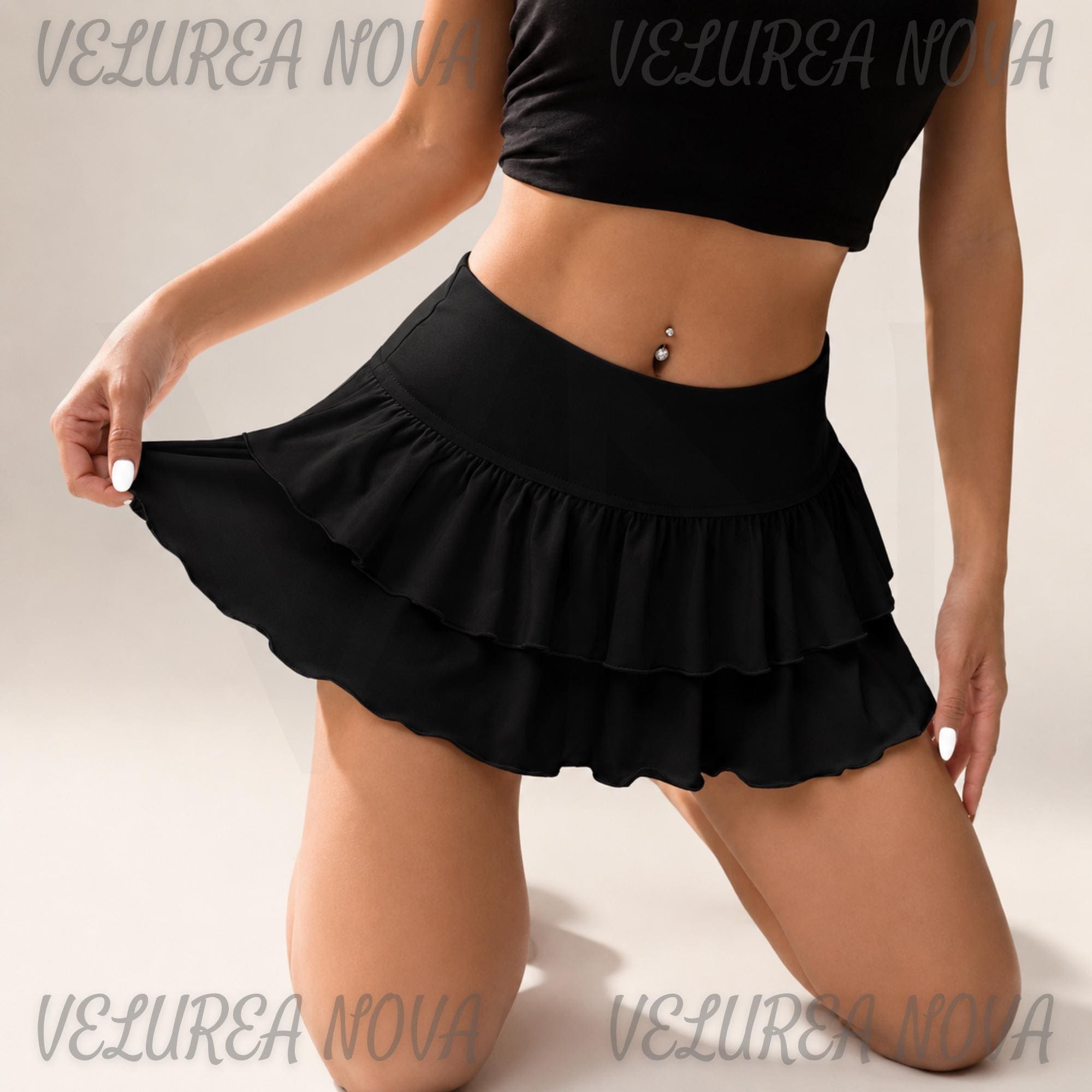 Black Tiered Mini Skirt - Etsy