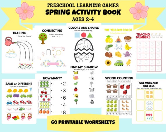 Spring Activity Book for Toddlers | Learning Games, Fine Motor Skills (Digital Download)