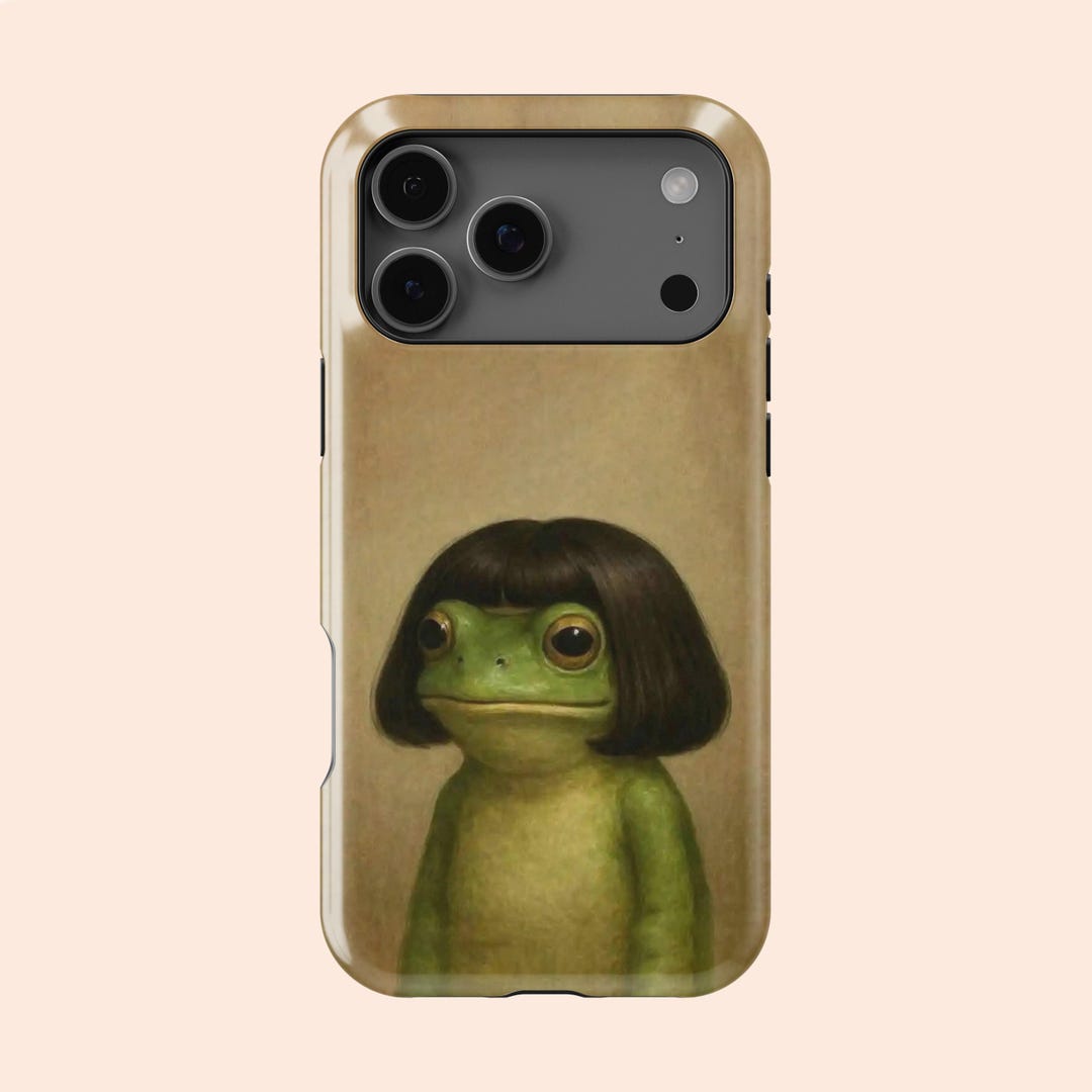 Funny Frog Bob Haircut Humor Trending Phone Case for iPhone 17 16 15 14 ...