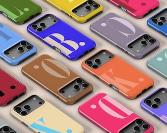 Maatwerk Gepersonaliseerde groot initiaal telefoonhoesje voor iPhone 17 16 15 14 13 12 Pro Max Samsung Galaxy S26 S25 S24 S23 ultrasterk MagSafe