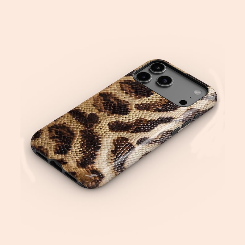 Neutrale Python slangenleer telefoonhoesje voor iPhone 17 16 15 14 13 12 11 Pro Max Tough MagSafe Samsung Galaxy S26 S25 S24 S23 S22 S21 FE Ultra afbeelding 2