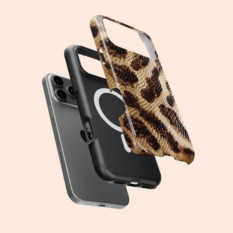 Neutrale Python slangenleer telefoonhoesje voor iPhone 17 16 15 14 13 12 11 Pro Max Tough MagSafe Samsung Galaxy S26 S25 S24 S23 S22 S21 FE Ultra afbeelding 6