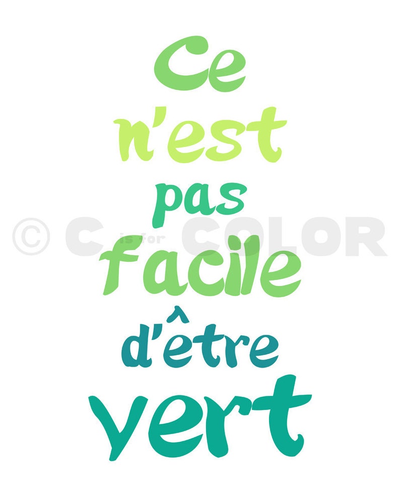 Typography Art Print It's Not Easy Being Green in - Etsy