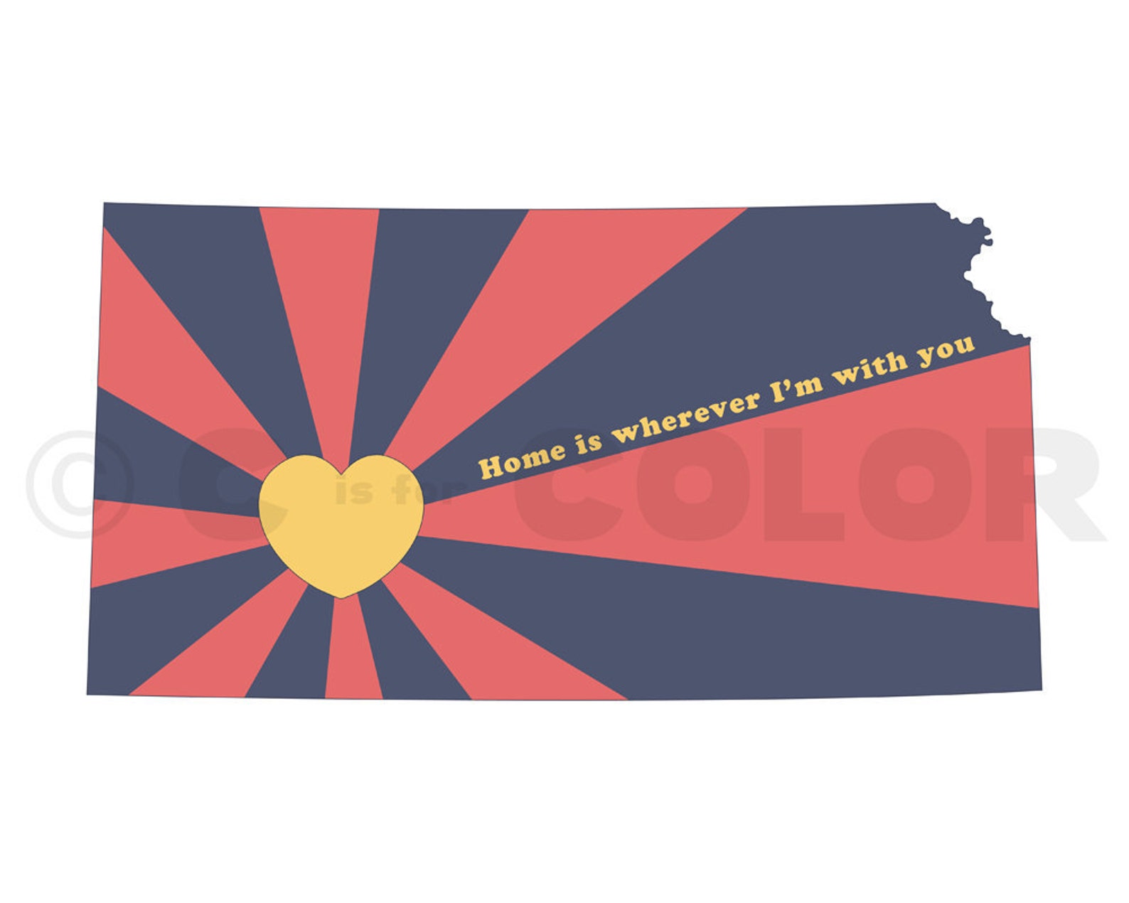 State of Love Kansas Art Print Home is Wherever I'm Etsy