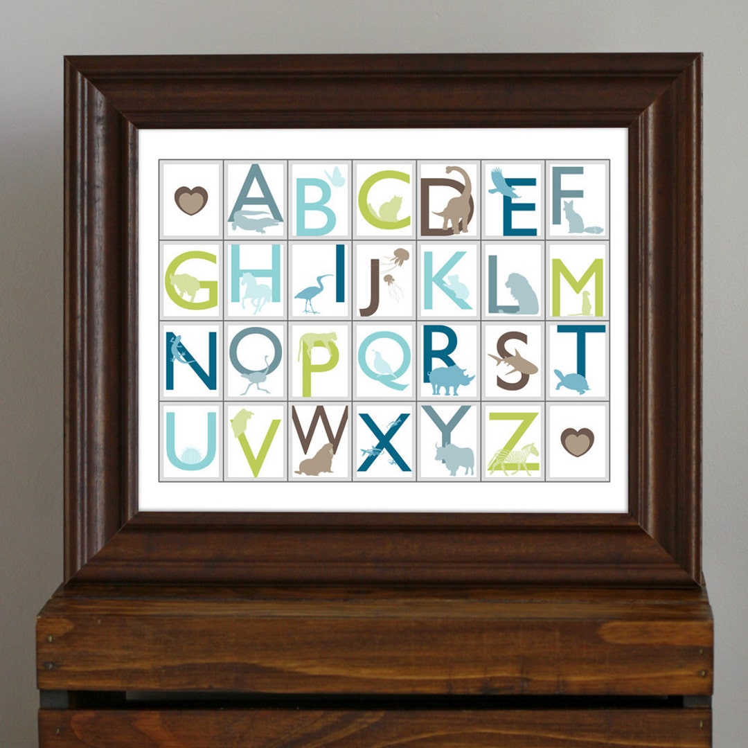 Animal Alphabet, Educational Nursery Art Print - Ocean Colors - Baby ...