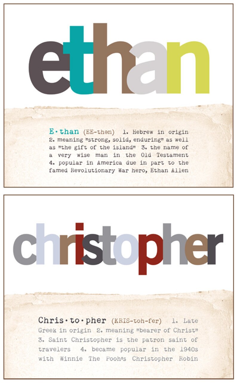 Personalized Baby Name Meaning Art Print Customized Nursery Etsy