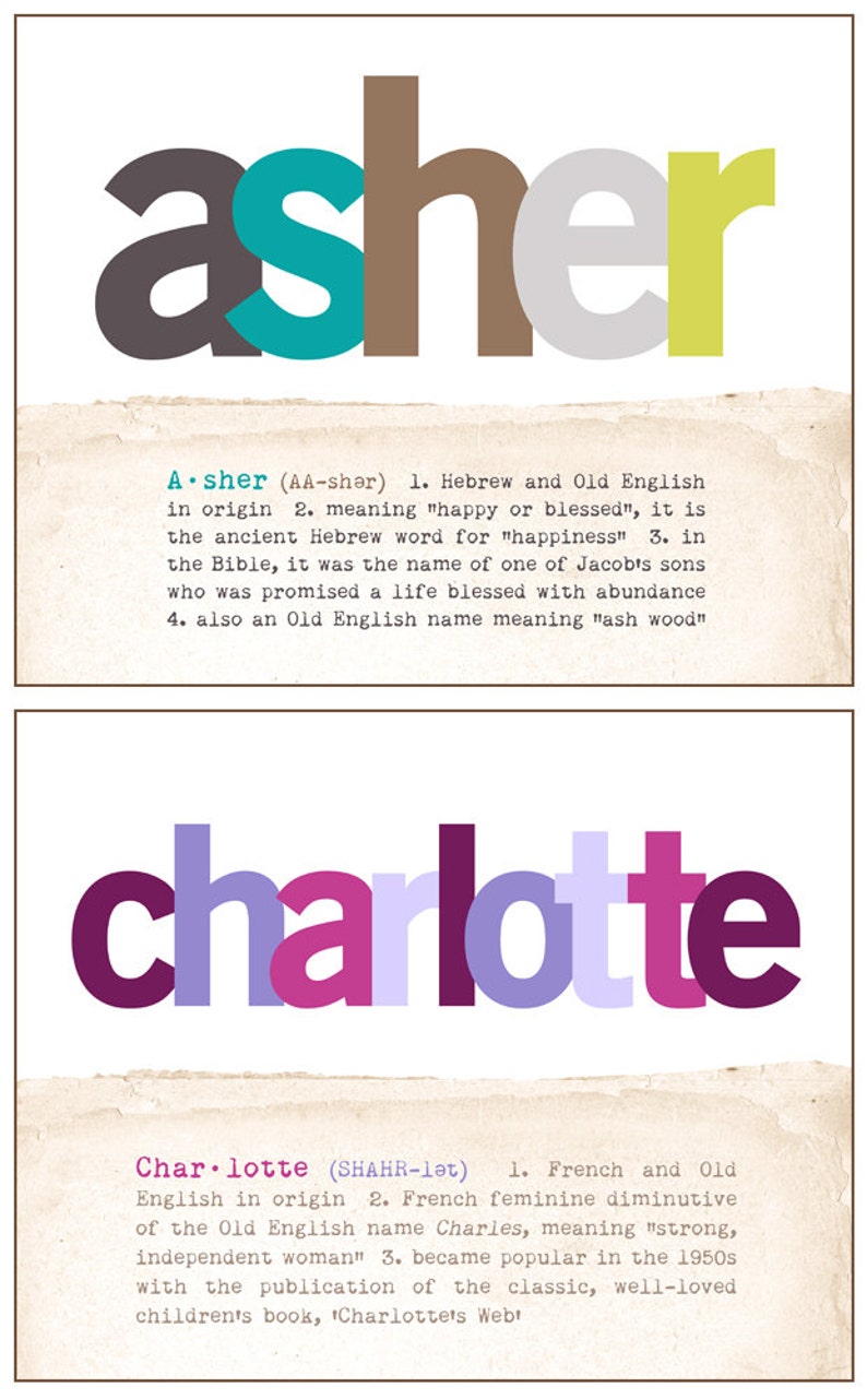 Custom Art Print With Origin of Name Baby Shower Gift Mom Etsy