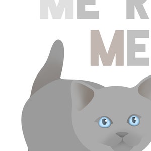 Puede incluir: Un gato gris con ojos azules mirando a la c&aacute;mara. El texto "Remarkable Me" est&aacute; escrito encima del gato.