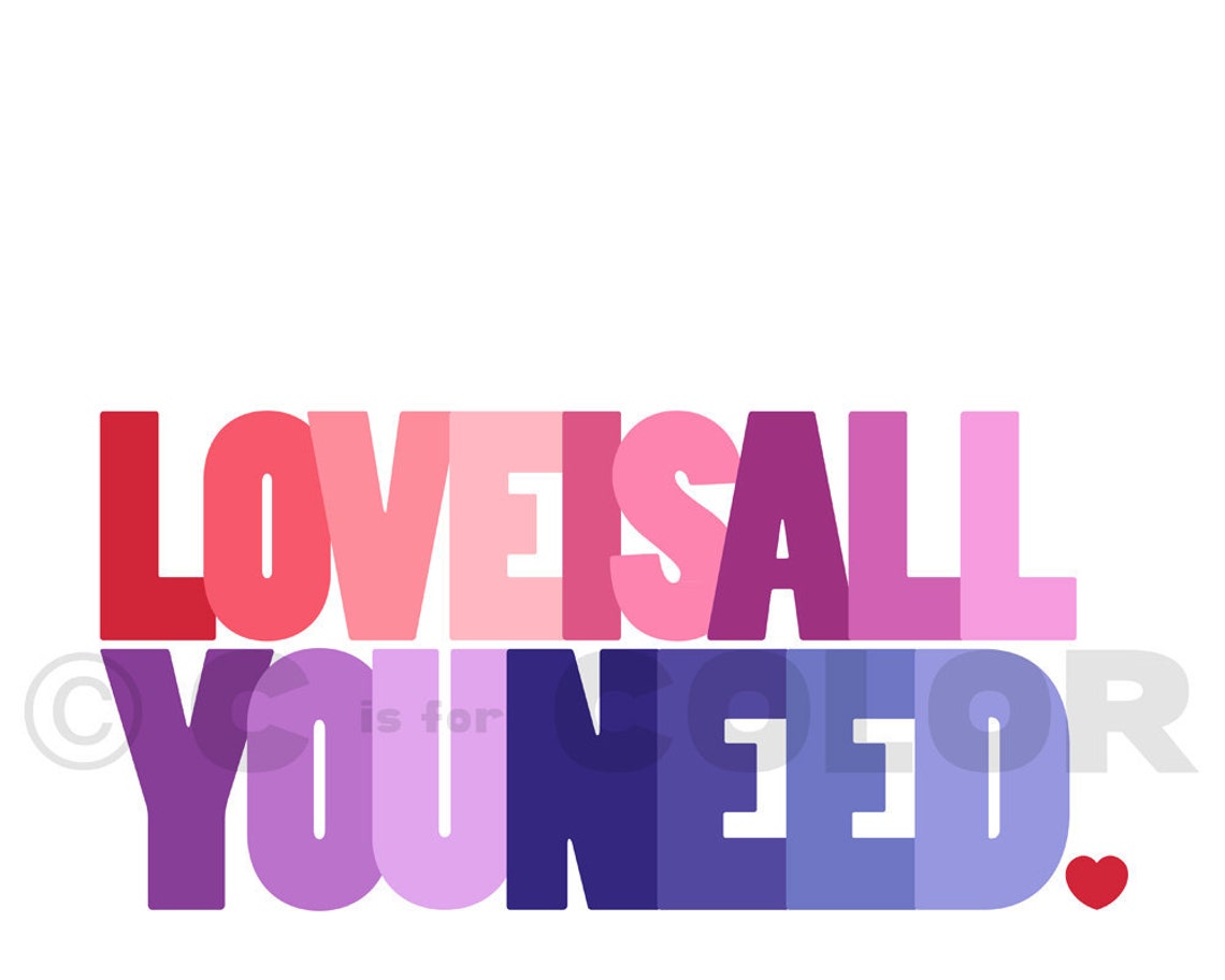 Inspirational Love is All You Need Typography Art Print in Etsy