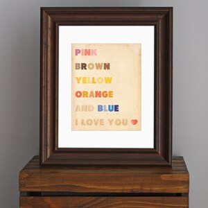 Beatles Typography Art Print - love quote, song lyric - rainbow colors home decor, vintage look - music art, retro art for nursery - 8 x 10