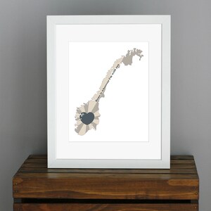 Impressão artística do amor da Noruega - O lar é onde quer que eu esteja com você - Escandinavo, viagem, decoração para homens, presente para homens - carvão, cinza, creme - 8 x 10