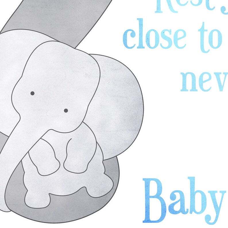 Baby Elephant Nursery Art Print Blue and Gray Wall Art | Etsy