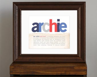Personalisierter Name des Kindes - Name Bedeutung, individuelle Farben, moderne Typografie, Baby Dekor - nautisches Thema - 8 x 10
