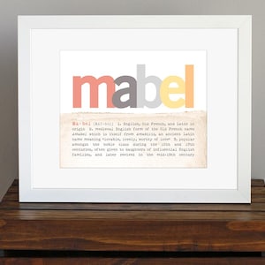 Custom Name Personalized Art Print with Meaning of Name - baby shower gift, nursery art, new mom gift - 8 x 10