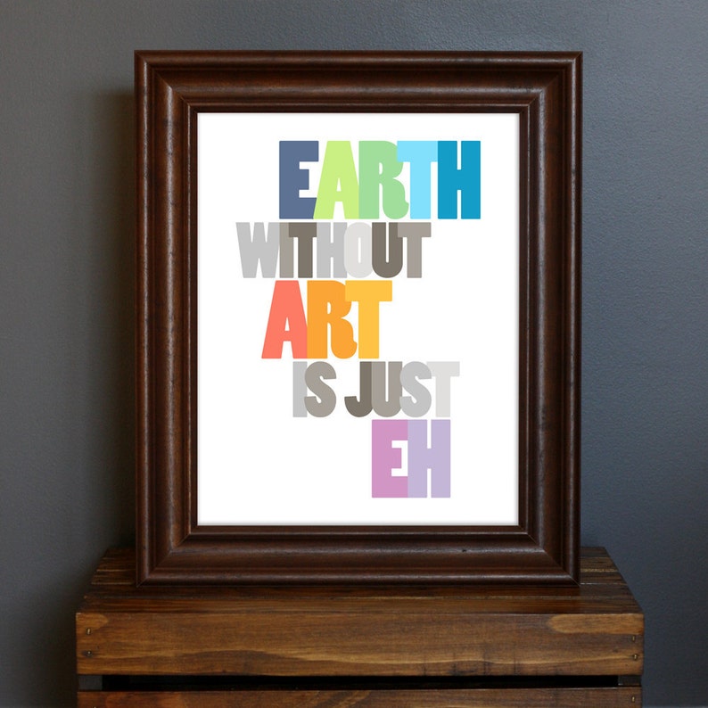 Inspirational Typography Art Print Earth Without Art Is Just Eh inspiring art quote, artists, art lover gift or home decor 8 x 10 image 1