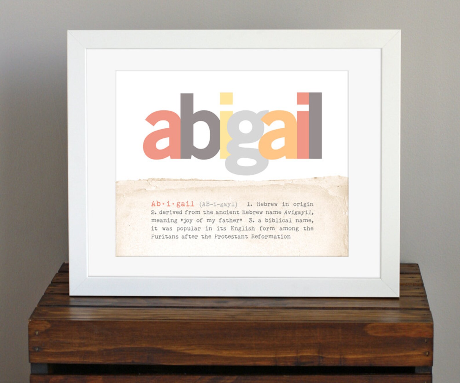 Custom Name Personalized Art Print With Meaning of Name Baby Shower