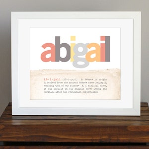 Custom Name Personalized Art Print with Meaning of Name - baby shower gift, nursery art, new mom gift - 8 x 10