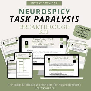 Cuaderno de ejercicios NeuroSpicy para la parálisis de tareas, apoyo para la disfunción ejecutiva en el TDAH (PDF imprimible)