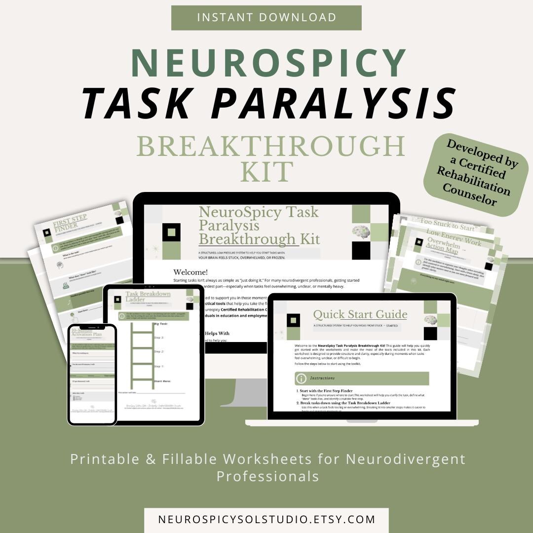 Task Paralysis Pdf ADHD Task Paralysis Workbook | Neurodivergent Productivity Planner to ...