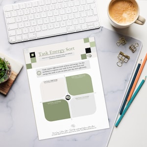 Task Energy Planning Notepad for Neurodivergent Professionals | ADHD Tear-Off Pad (8.5x11) for Focus & Sustainable Productivity