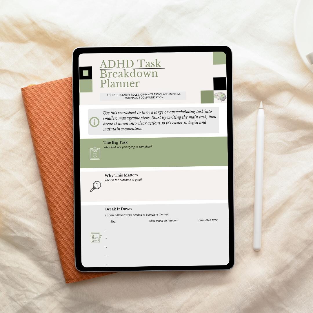 ADHD Task Breakdown Planner | Executive Function, Overwhelm to Action ...