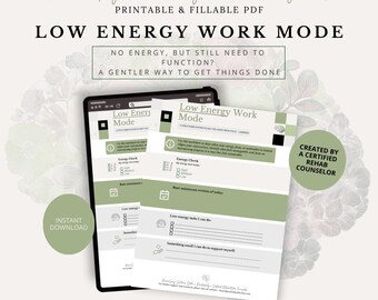 Sem energia, mas ainda precisando realizar tarefas? Planejador para quem tem TDAH e baixa energia | Planilha de tarefas que evita o esgotamento | PDF para imprimir
